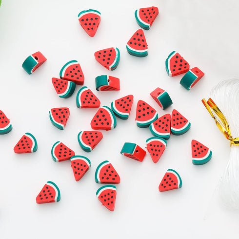 100pcs Watermelon Polymer Clay 10mm Spacer Beads for Women Jewelry Making DIY Bracelet Necklace Earring Kit (Watermelon)...