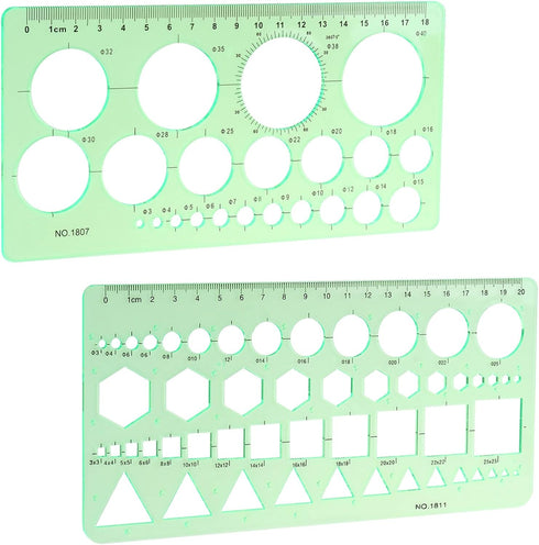 Circle Template & Geometric Drawings Templates Scale Drafting Stencils for Artist Design Drawing Aids Geometry Measuring Ruler for Studying, Desig...
