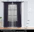 Treatmentex Black Pom Pom Sheer Curtains for Bedroom 63" Linen Texture Decorative Voile Draperies Chic Solid Sheer Curtain Panels for Living Room ...