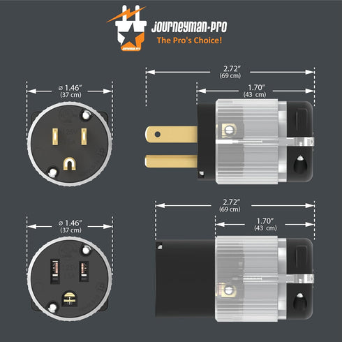 Journeyman-Pro 515CV-LIT Lighted 15 Amp 120-125 Volt, NEMA 5-15R, 2Pole 3Wire, Straight Blade, Female Plug Replacement Cord Connector Outlet, Comm...