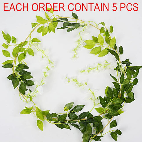 HANDIC Wisteria Garland 5pack 33Ft Artificial Fake Wisteria Vine Hanging Flowers Fake Vines Plants...