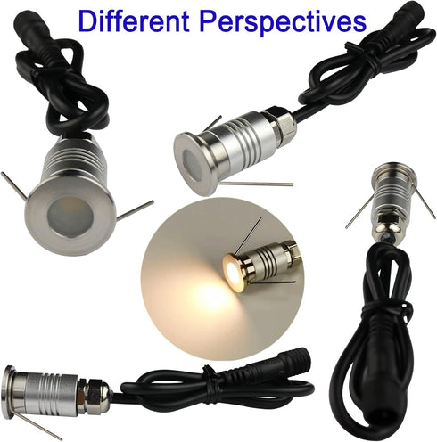 LED Mini In-Ground Well Light-Finger Size,1W 12V DC,120° Wide Beam Angle,IP67 Waterproof,Recessed Marker Indicator Underground Outdoor Landscape L...