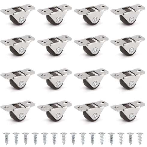 16Pcs 0.5 Inch Caster Wheels Tiny, Low Profile Small Casters Wheels, Self Adhesive Mini Caster Wheels for Appliances, Furniture,DIY Storage Box (O...