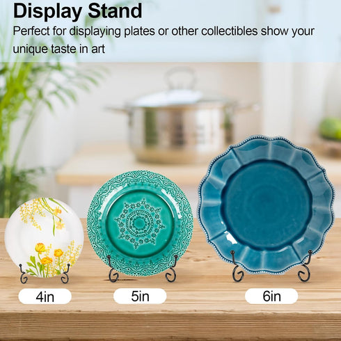 6 Pack Plate Stands For Display, Plate Holder 5 Inch, Picture Frame Stand of Metal, Frame Holder Stand and Artworks, Small Easel Stand for Book, T...