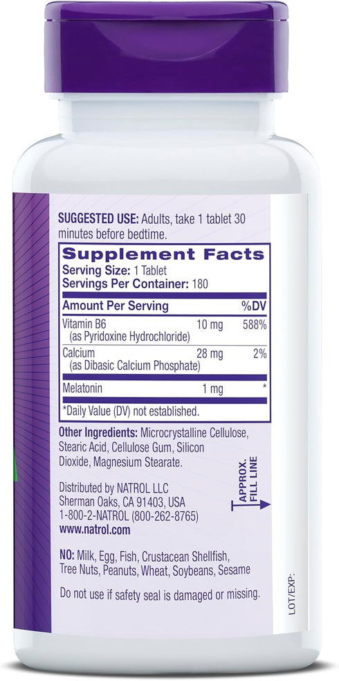 Natrol, Melatonin Tablets Helps You Fall Asleep Faster Stay Asleep Longer Faster Absorption 100 Vegetarian 1mg, 180 Count...