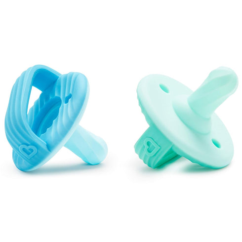 Munchkin® Sili-Soothe & Teethe™, Silicone Pacifier & Teether, 2 Pack, Blue/Green...