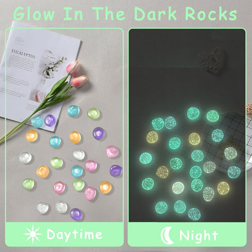 Glow Pebbles, 200 pcs Glowing Rocks, Glow in The Dark Stones for Outdoor Decor, Garden Lawn Yard, Luminous Pebbles for Landscaping, Walkway Pathwa...