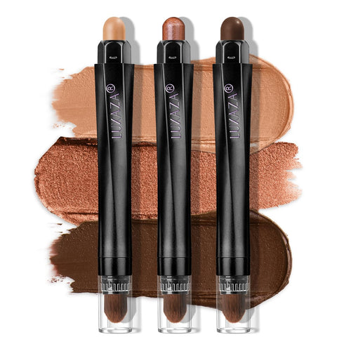 Classic 3PCS Neutral Eyeshadow Stick Makeup Set, Metallic Shimmer Matte Cream Eye Shadow Eyeliner Brightener Pencil Crayon - J2...