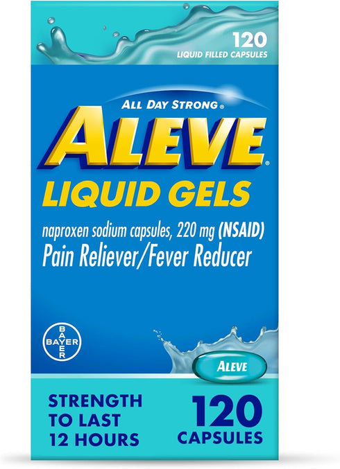 Aleve Liquid Capsules, Naproxen Sodium Capsules 220 mg (NSAID), Pain Reliever/Fever Reducer, Fast Pain Relief, 120 Count...