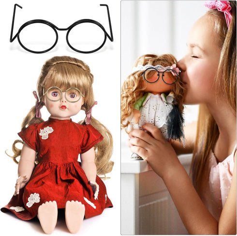 jojofuny 20pcs Doll Glasses, Miniature Dress Eyeglasses, Small Doll Costume Glasses, Miniature Round Eyeglasses, for Dolls Pets Costume Accessorie...