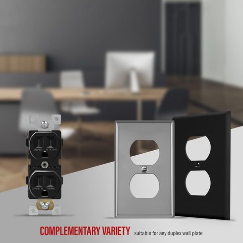 ENERLITES Duplex Receptacle Outlet, Tamper-Resistant Electrical Wall, Commercial Grade, 15A 125V, Self-Grounding, 2-Pole, 3-Wire, 5-15R, UL Listed...