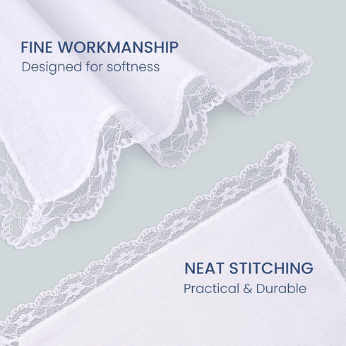 Selected Hanky Women's Wedding Handkerchief with Lace, Ladies Hankies for Embroidery and Wedding, Handkerchiefs of Textile...