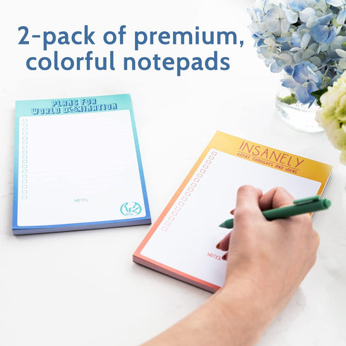 2 Funny To Do List Notepads - Set of Two 50 Sheet 5.5 x 8.5” Note Pads for Daily and Weekly Tasks, Planner Organizer, and Checklists - Fun Coworke...