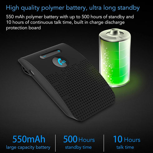 SP09 Handsfree Bluetooth Speaker for Cell Phone, Wireless in Car Speakerphone with Visor Clip, Motion Auto On, Connect 2 Phones, 10 Hours Talking ...