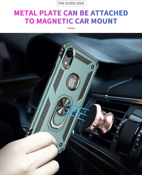 SunStory Compatible with iPhone XR Case with HD Screen Protector, Phone Case with Magnetic Ring Kickstand for iPhone XR 2018,Green...
