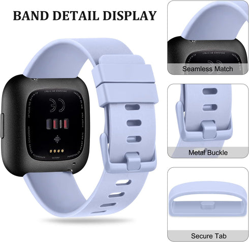 Sport Bands Compatible with Fitbit Versa 2 / Fitbit Versa/Versa Lite/Versa SE, Classic Soft Silicone Replacement Wristbands Straps for Fitbit Vers...