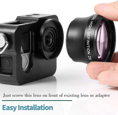 2X Telephoto Lens, Magnification HD Converter Lens for 37mm Mount Camera, Doubles Camera Zoom Default...