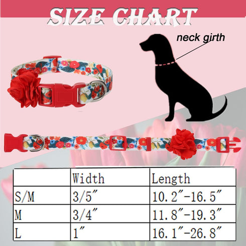 Floral Dog Collar for Large Dogs, Designer Girl Dog Collar with Flower Bow, Quick Release Dog Wedding Collar...
