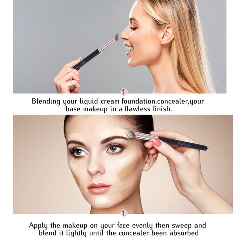 ENERGY Angled Flat Concealer Brush Under Eye Concealer Nose Contour Brush for Bronzer Liquid Foundation Cream Cosmetic Press Powder Concealer Pale...