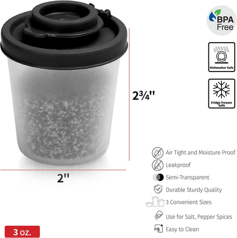 SIGNORAWARE Salt and Pepper Shakers Moisture Proof Set of 2 Medium Salt Shaker to go Camping Picnic Outdoors Kitchen Lunch Boxes Travel Spice Set ...