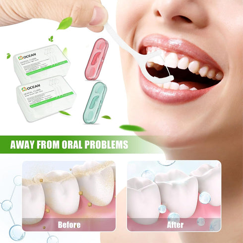 AOCEAN Dental Floss Picks - Travel Floss with Toothpicks - Professional Threader Flossers with 2 Boxes & 2 Cases - Ideal for Family Hotel and High...