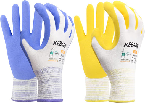 Gardening Gloves for Women, 2 Pairs Latex Coated Yard Gloves, Micro-Foam Textured Coating on Palm & Fingers, Breathable Womens Work Gloves, High V...