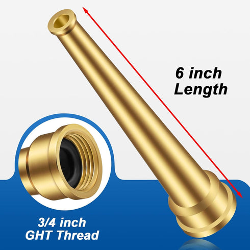 3/4 GHT Brass Garden Water Hose Spray Nozzle, 6 Inch High Pressure Water Hose Jet Nozzle Sprayer Sweeper for Cleaning Clutter, Roads, Yard, Vehicl...