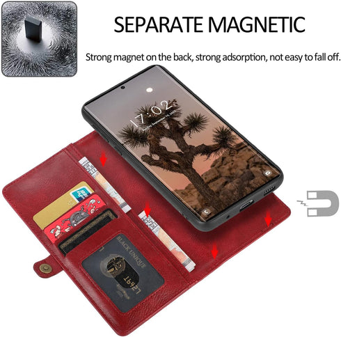 Asuwish Phone Case for Samsung Galaxy S23 Ultra 5G Wallet Detachable Cover with Leather Flip Credit Card Holder Magnetic Back Lanyard Cell Accesso...