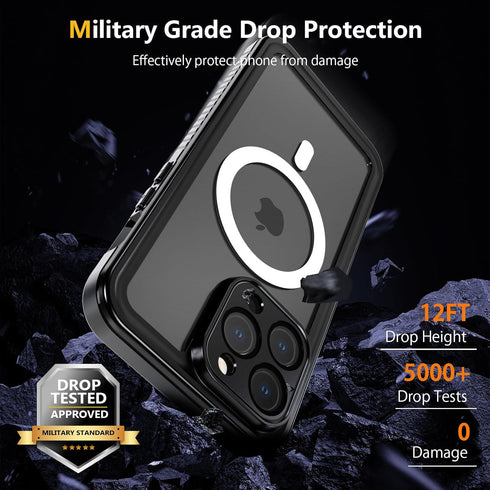 Waterproof Case for iPhone 15 Pro Max Case Anti-Scratch, Full-Body Shockproof,Dustproof, Anti-Stain,Camera Lens Protector Phone Case with Build-in...