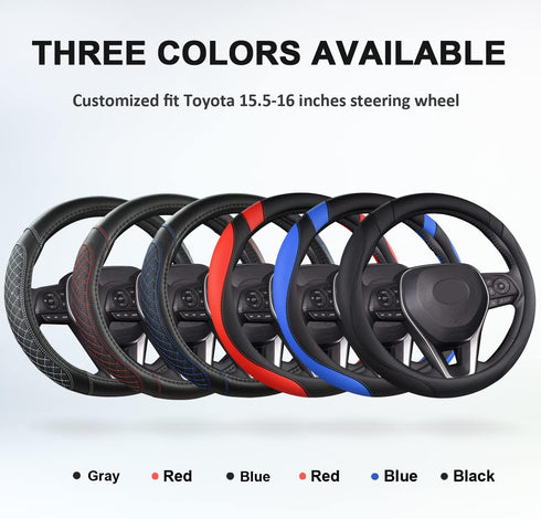 West Llama Customized Auto Car Steering Wheel Cover for Toyota Tacoma,4Runner,Tundra,Sequoia,15.5-16 inch(Diamond Quilted-Black+Red-Large Size)...