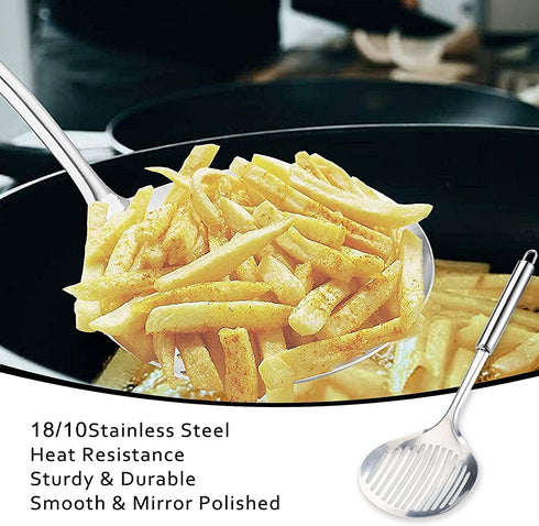 TENTA Kitchen 2pcs Pasta Spoon Kitchen Spoons Spider Strainer Metal Strainer Wok Utensils Spider Skimmer Stainless Steel & Nylon Slottes Spoon, Sp...