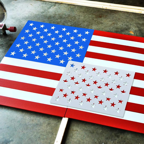 Jumbo American Flag 50 Star Stencil Template, 24.5'' x 17.5'', 3 Sizes Large Plastic Stencil Template for Painting on Wood, Fabric, Paper, Airbrus...