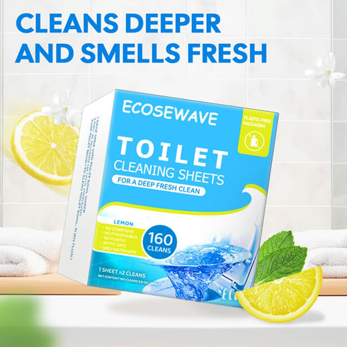 Toilet Bowl Cleaner Sheets,160 Cleans, Lemon,Friendly to your Septic,Plastic-Free Packaging,Sustainability, Toilet Bowl Cleaner Strips Great For A...