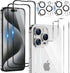 [6 in 1 for iPhone 15 Pro Max Screen Protector, 2 Pack iPhone 15 Pro Max Back Screen Protector with 2 Pack Camera Lens Protector and Front Screen ...