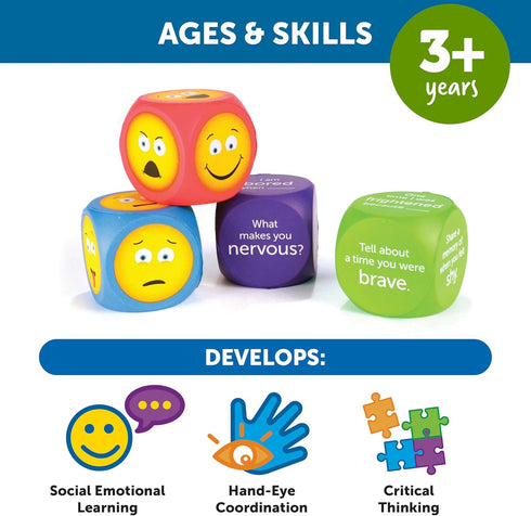 Learning Resources Soft Foam Emoji Cubes, Set of 4, Ages 3+, Conversation Cubes for Kids, Social Emotional Learning,...