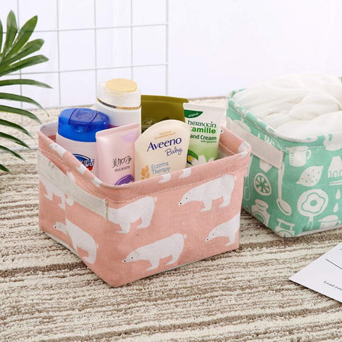 Foldable Storage Basket - Set of 6 Small Collapsible Canvas Containers Organizers with Handle for Home Decor or Storing Toys, Keys, Sundries, Litt...