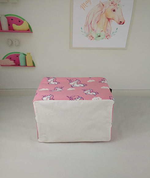 KUNRO Rectangle Toy Bin Waterproof storage organizer for Nursery Hamper Home decor Closet Kids Bedroom Laundry Baby Gift Shelf Baskets(Pink unicor...