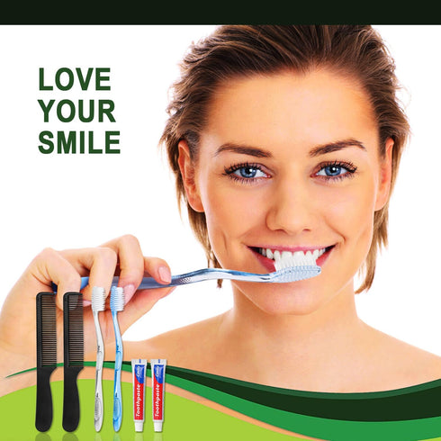 30 Pack Disposable Toothbrushes with Toothpaste and Comb for Homeless Individually Wrapped,10g Travel Toothpaste,7inch Black Hair Comb,Soft Bristl...