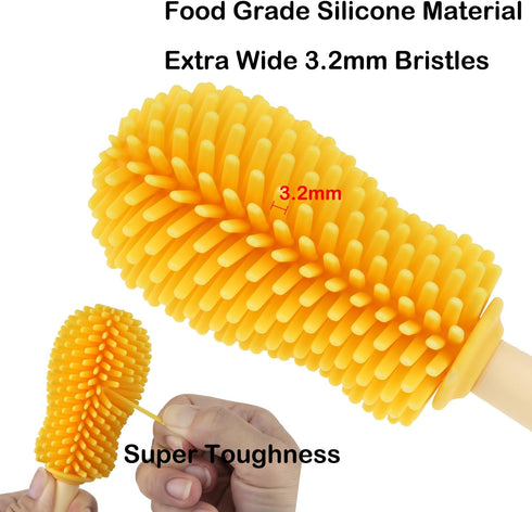 Silicone Bottle Cleaning Brush for Baby, 4-in-1 Baby Bottles Cleaner Set - Bottle/Straw/Nipple/Neck Brushes (Yellow)...