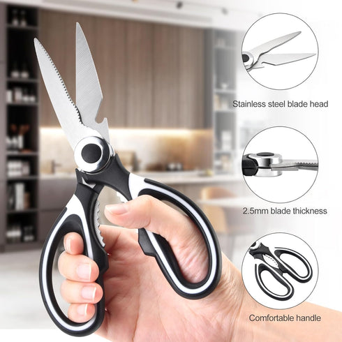 Kitchen Scissors 3 Pack - Lifetime Replacement Warranty - Heavy Duty Stainless Steel Cooking Shears for Cutting Meat, Food, Fish, Poultry Multipur...
