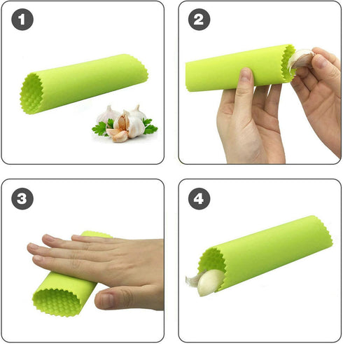 GuDoQi Garlic Press Rocker, Stainless Steel Garlic Mincer Garlic Crusher, Garlic Chooper with Peeler and Scraper Brush, Garlic Press with Ergonomi...