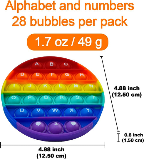 Alphabet Pop Fidget Toy Letters ABC Numbers Learning and Educational Toys Round Sensory Toys Popper Games Stress Relief Gifts for Kids 2 Packs Sin...
