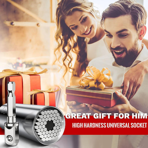 Universal Socket Tool, Super Socket Unscrew Any Bolt, Adjustable Socket Drill with Adapter, Stocking Stuffers for Him, Men, Kids, Boyfriends, 2 PC...