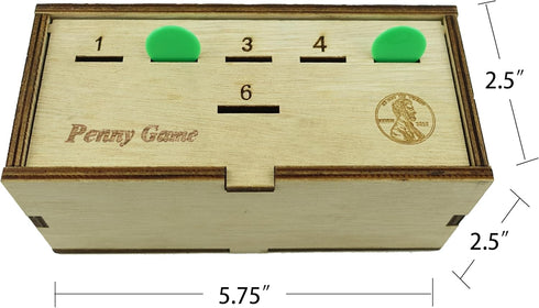 Penny Game - Fun Board Game Works with Pennies, Get Rid of Coins to Win, Coin Game Wood Box for 2-6 Players, Simple + Strategic Dice Games...