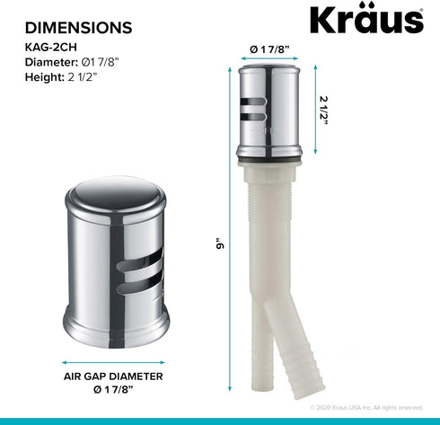 Kraus KAG-2CH Dishwasher Air Gap, Chrome
