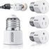 E26/ E27 3 Prong Light Bulb Socket Adapter, Polarized Light Socket Outlet, Light Socket to Plug Adapter Socket Converter, Light Bulb Plug Adapter ...