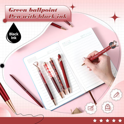 8 Pcs Ballpoint Pen for Women Pretty Cute Fancy Black Ink Pens for Journaling Liquid Sand Glitter Pen Bridal Shower Gifts for Wedding Women Office...