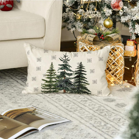 RABUSOFA Christmas Pillows Covers 12x20 Winter Tree Snowflake Decorations Decorative Pillow Cases Farmhouse Holiday Xmas lumbar Cushion Covers for...