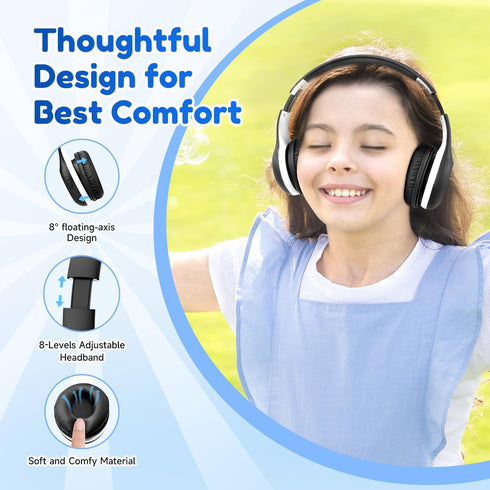 EarFun Kids Bluetooth Headphones, K2 Kids Headphones with Volume Limited, 40H Playtime, Bluetooth 5.4 Headphones with Mic, Stereo Sound, Foldable ...
