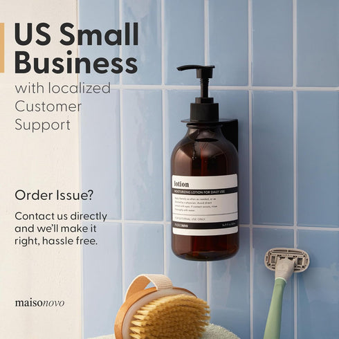 MaisoNovo Shampoo and Conditioner Dispenser - Shower Soap Dispenser Wall Mounted - 16.9 fl oz Set of 1 Amber Plastic Bottles Black Pump - Shampoo ...